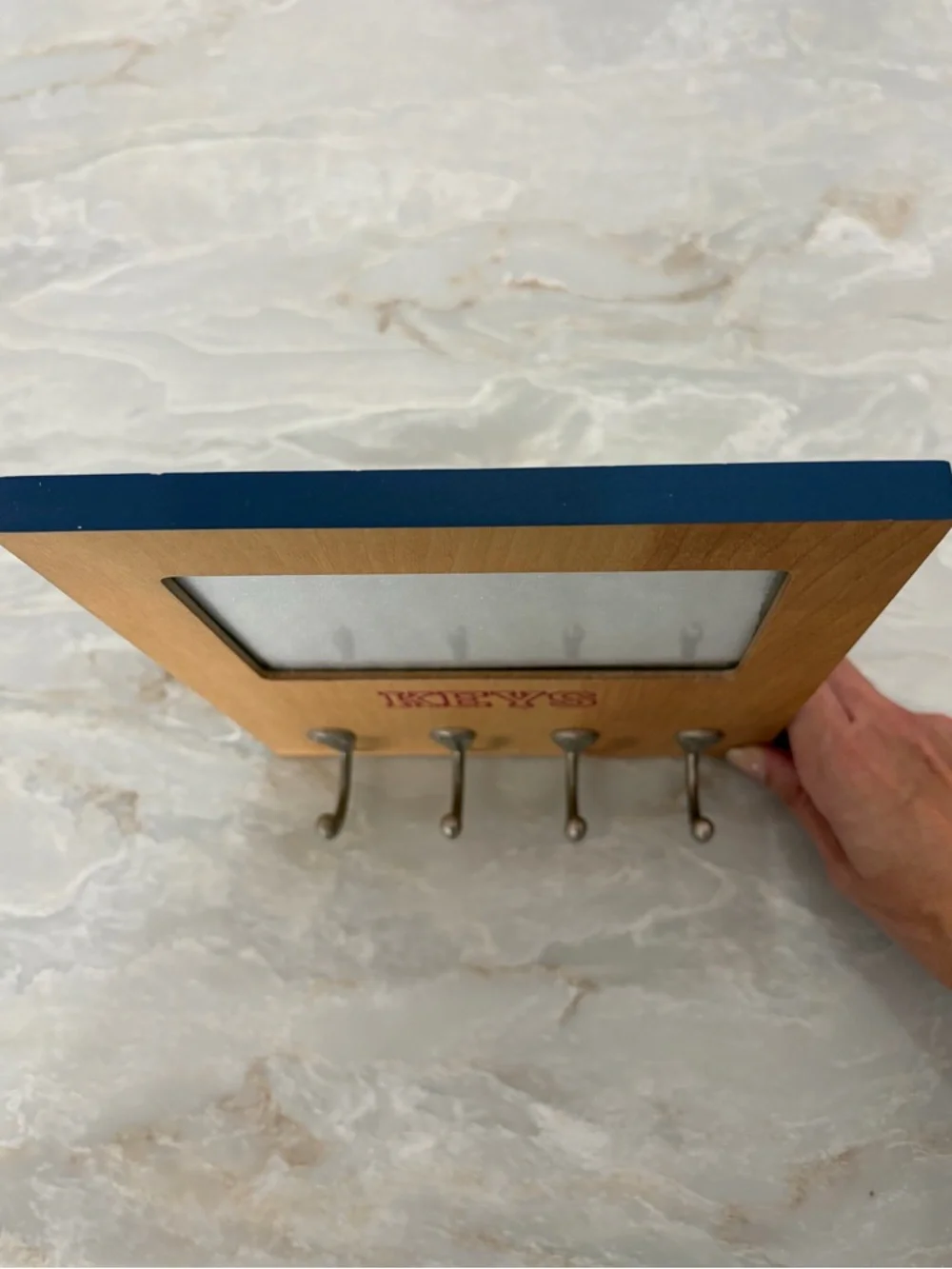 Wooden 'KEYS' Wall Key Holder with Display Window for Picture - Natural